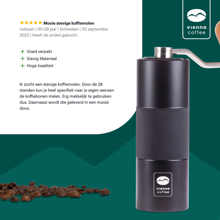Vienna Coffee Handmatige Koffiemolen - Conisch - 28 Standen - Viennacoffee -